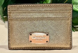 Michael Kors Leather Card Case Jet Set Wallet Rose Gold Crossgrain NWOT - $24.00
