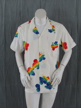 Vintage Hawaiian Shirt - 1980s Ocean Pacific Rainbow Flowers - Men&#39;s Large - £59.95 GBP