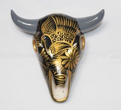 Talavera Steer Bull Cow Sugar Skull Horns Clay Ceramic Mexican Folk Art 8.5&quot; SS4 - £23.80 GBP