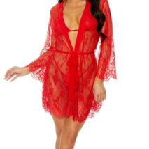 Shirley of Hollywood Red lace robe bra and panty set Style SS1072 Large - £17.09 GBP