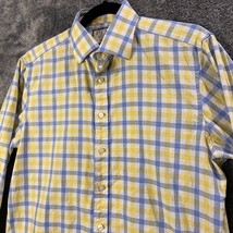 Thomas Pink Dress Shirt Mens 15.5 39cm Yellow Plaid Slim Fit Seasonal Co... - $16.23