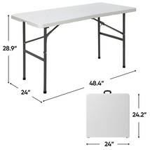 4Ft Folable Table Portable W/Handle Safety Lock Outdoor &amp; Indoor White Camping - £71.93 GBP