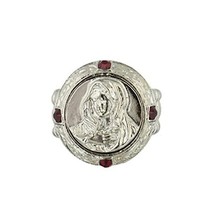 Williams and Clark Vatican Library Mother Mary Round w Petite Red Crysta... - $12.38