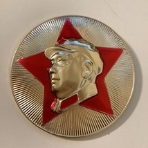 Chairman Mao Vintage Badge Red Gold Iconic Design - $69.30