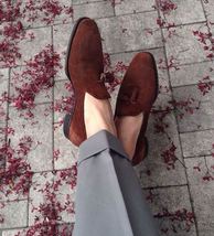 Handmade Men&#39;s Brown suede loafers, men loafers, casual shoes, driving shoes  20 - £115.09 GBP