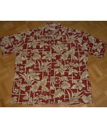 HH12 Hawaiian Pierre Cardin Cotton Tropical Shirt Red Bamboo Size 48 XL - £8.77 GBP