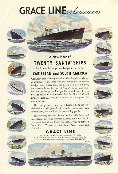 1946 Grace Lines Cruise Ship Vintage Print Ad New Fleet - $3.50