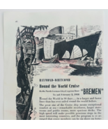 1937 Bremen North German Lloyd Liner Advertisement Raymond Whitcomb Crui... - €12,00 EUR