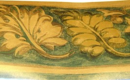 Wallpaper Border GRAMERCY Green+ Antique Gold Acanthus Leaf 544473 Prepa... - £12.59 GBP