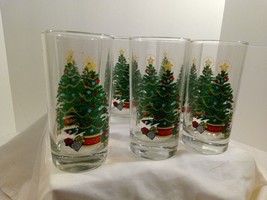 Set of 6 Vintage Christmas Tree Tumblers 12 oz Glasses Home Interior Gifts NIB - £20.70 GBP