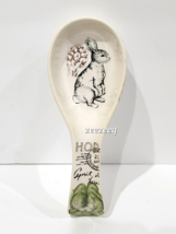 Easter Maxcera Botanical Bunny Script Ceramic Bunny Rabbit Resting Spoon Rest - £15.97 GBP
