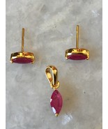 Ruby pendant set in 14k solid gold - £322.39 GBP