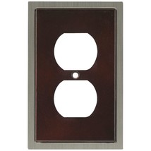 W10585-ESN Satin Nickel and Espresso Wood Insert Single Duplex Cover Plate - £20.33 GBP