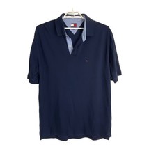 Tommy Hilfiger Mens Shirt Adult Size XXL Polo Blue Short Sleeve Dress Shirt - $24.04