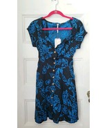 NWT Free People A Thing Called Love Mini Dress Floral Button Front Blue ... - £35.29 GBP
