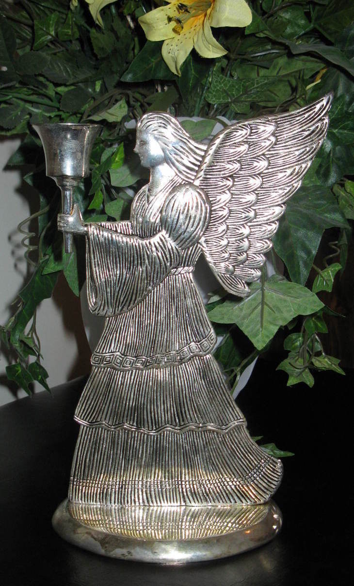 Candle Holder Angel Silverplated 9 x 6 International Silver Company Vintage - £19.80 GBP