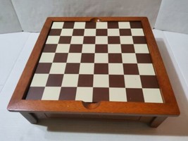 Vintage Wooden Multiple Gaming Set Chess Backgammon Poker Dominoes Mostly Sealed - £63.25 GBP