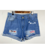 Distressed Cut Off Denim Shorts Jean XXL 15 17  Juniors Flag Stars &amp; Str... - $40.52 CAD