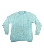 Michelle Stuart Blue Vintage Mohair Wool &amp; Acrylic Sweater Small Cable K... - £29.69 GBP