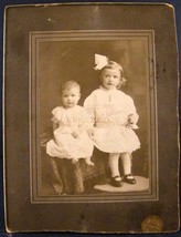 1920s Photo Portrait Adorable Baby and Cute Sister Posing Sundays Best - £2.01 GBP