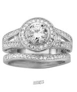 Women&#39;s Round Pave CZ Bridal Set Silver Color Size 10 - €57,77 EUR
