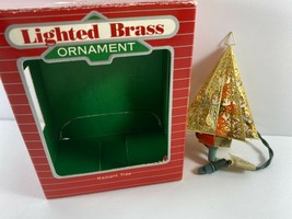 Hallmark Christmas Ornament Radiant Tree 1988 Lighted Brass Tree with Doves - £12.63 GBP