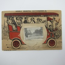 Antique Postcard Sightseeing Tour Bus Novelty Photo View of Kokomo Indiana 1908 - £15.97 GBP