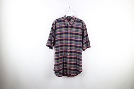 Vtg 90s Nautica Mens Medium Rayon Blend Knit Collared Button Down Shirt Rainbow - £38.91 GBP