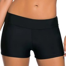 Womens Swim Trunks Boy Shorts Black Swimsuit Stretch Bottoms-sz L - £15.03 GBP