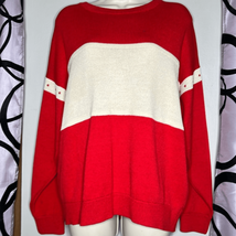Marie St John Womens Red White Knit Sweater with Stars Large - $39.20