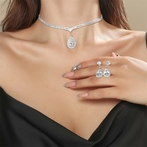 Ong pendant full crystal silver plated necklace earrings elegant bridal wedding jewelry thumb200