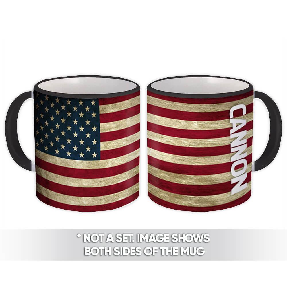 CANNON Family Name : Gift Mug American Flag Name USA United States Personalized - $15.90