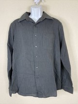 Van Heusen Men Size L Black Striped Button Up Shirt Long Sleeve Pocket S... - £6.50 GBP