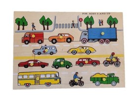 Wooden Peg Puzzle Vintage Transportation Theme Ages 3 And Up - £7.68 GBP