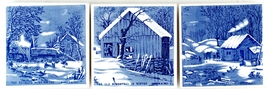 3 Currier & Ives Tiles Trivets Blue & White Home in Wilderness Homestead... - $92.02 MXN 3 Currier & Ives Tiles Trivets Blue & White Home in Wilderness Homestead... - $92.02 MXN