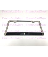 1 TESLA Logo Carbon Fiber Style Stainless Steel Chrome Metal License Pla... - $13.22