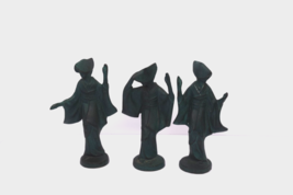 Set of 3 Vintage Cast Iron Dancing Japanese Geisha Lady Figurines Unmarked - $34.64
