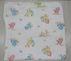 Vintage Baby Receiving Blanket yellow pink blue ducks chicks flowers birds Dunde - £7.90 GBP