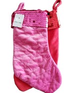 Two (2) Holiday ~ Christmas ~ Sequined ~ 12&quot; Stockings ~  Quilted ~ PINK... - £11.77 GBP
