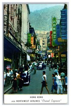 Hong Kong Street View Northwest Orient Airlines Issued UNP Chrome Postcard U14 - £2.13 GBP