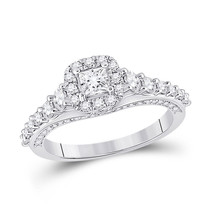 14kt White Gold Princess Diamond Bridal Engagement Ring 1-1/4 Ctw (Certified) - £1,693.51 GBP
