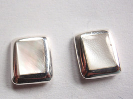 Small Mother of Pearl Square 925 Sterling Silver Stud Earrings - £11.50 GBP