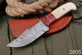 Handmade Forged Damascus Steel HUNTING Skinning Knife Wood &amp; Camel bone ... - $22.14
