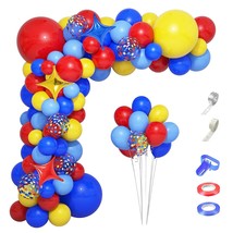 Carnival Circus Balloons Arch Garland Kit, 121Pcs Red Blue Yellow Rainbow Confet - £19.17 GBP
