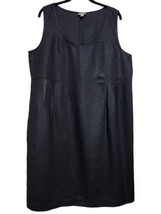 J. Jill Size Large Black Love Linen  Midi Shift Dress with Side Pockets  - $35.99