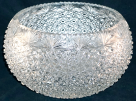 Large Russian Cut Glass Bowl Very Sharp Daisy &amp; Button Fans American Brilliant - £476.90 GBP