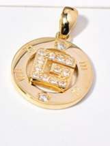14ct Solid Gold Studded &#39;G&#39; Dial Charm Pendant- 14K, sparkle, gift, designer - £112.26 GBP