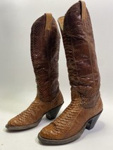 VINTAGE NOCONA ⭐NATURAL⭐ GOLDEN PYTHON SNAKESKIN ⭐EXOTIC RARE⭐WESTERN BO... - $199.99