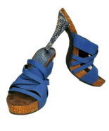 Donald J Pliner Grier S4 Women's Blue Criss Cross Faux SnakeSkin Heels 6M EUC - $24.74