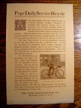 1910 Pope Daily Service Bicycle Brochure Original Columbia  - £76.31 GBP